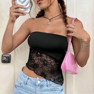 NWT SHEIN EZwear Summer Contrast Lace Tube Top
